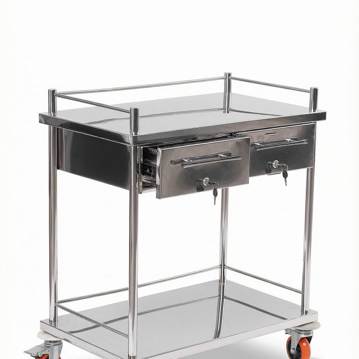 Services Trolley with Lockable Drawers and Swivel Casters
